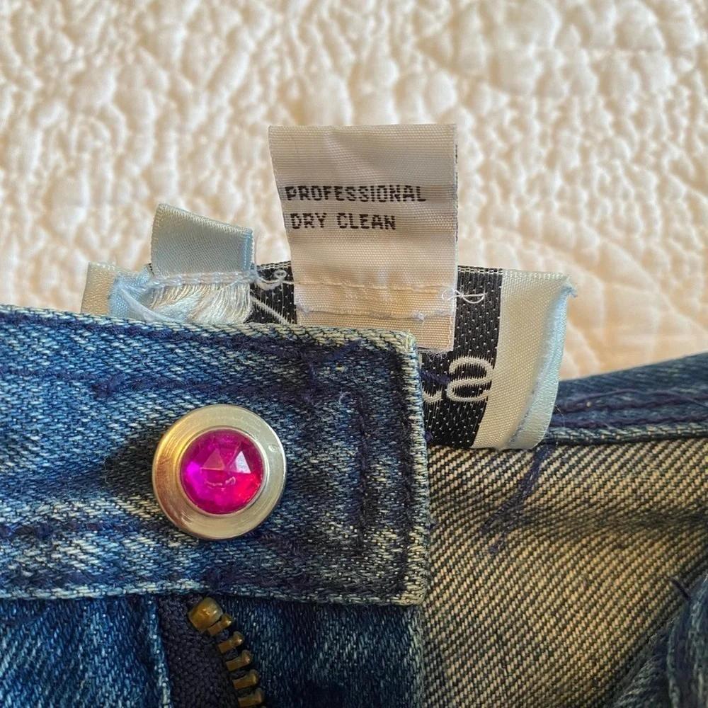Vintage Cedars Beaded Embellished High Waist Blue Jeans - 6_4